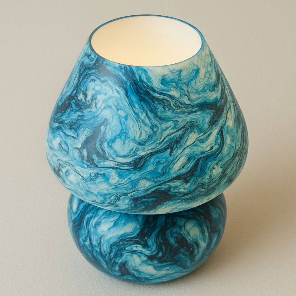 Artful Aura – Marbled Glass Table Lamp in Ocean Mist