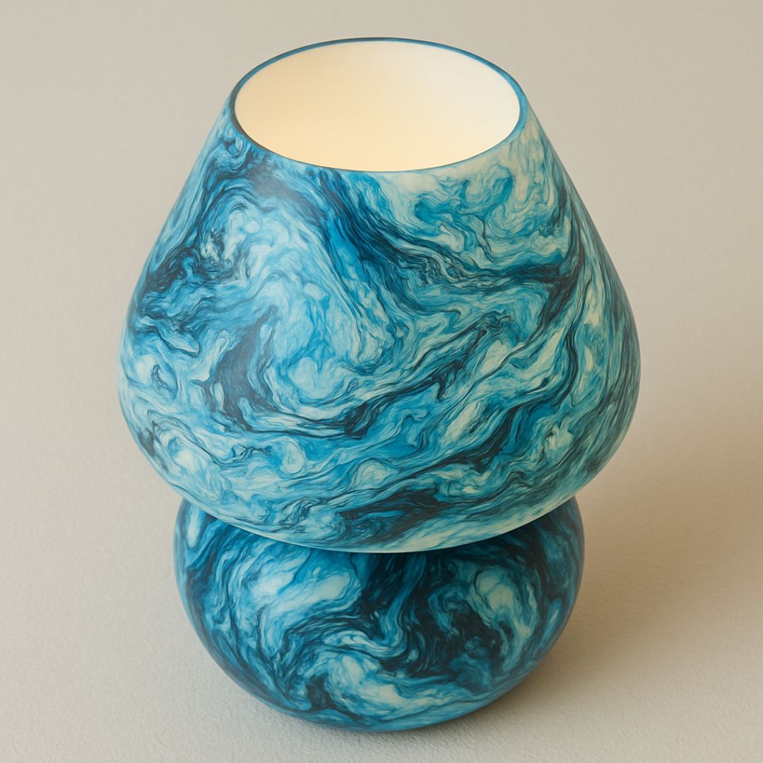 Artful Aura – Marbled Glass Table Lamp in Ocean Mist